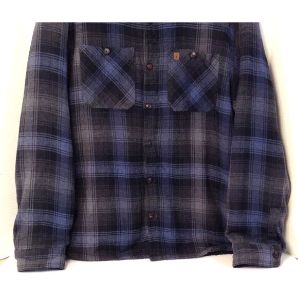 Coleman Jacket Mn XL Blue Plaid Sherpa Lined Flannel Workwear Shacket Barn Chore - Picture 4 of 9